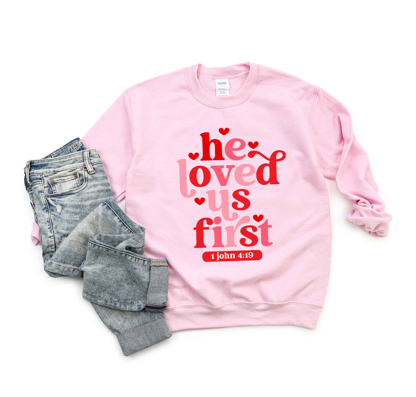 He Loved Us First Retro | Sweatshirt