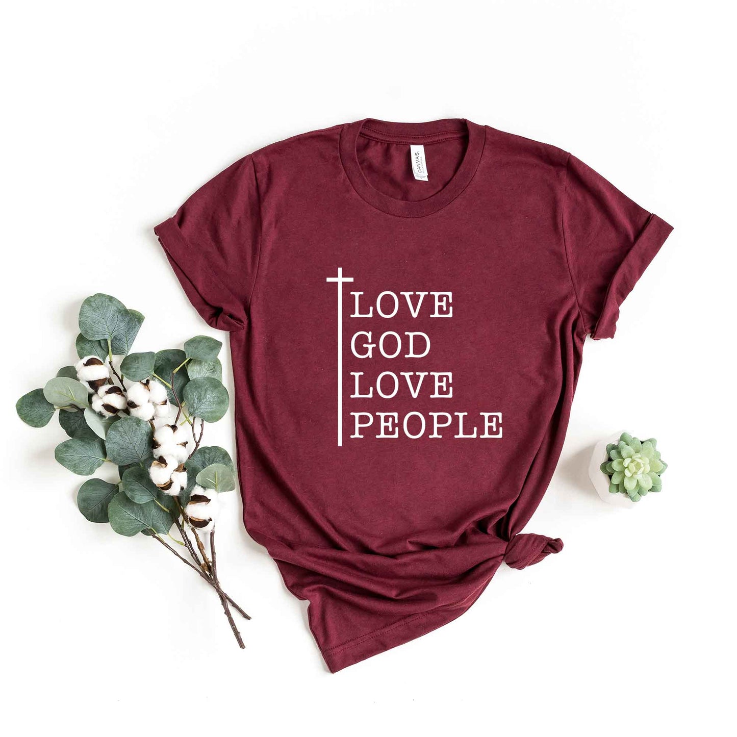 Love God Love People Cross | Short Sleeve Crew Neck