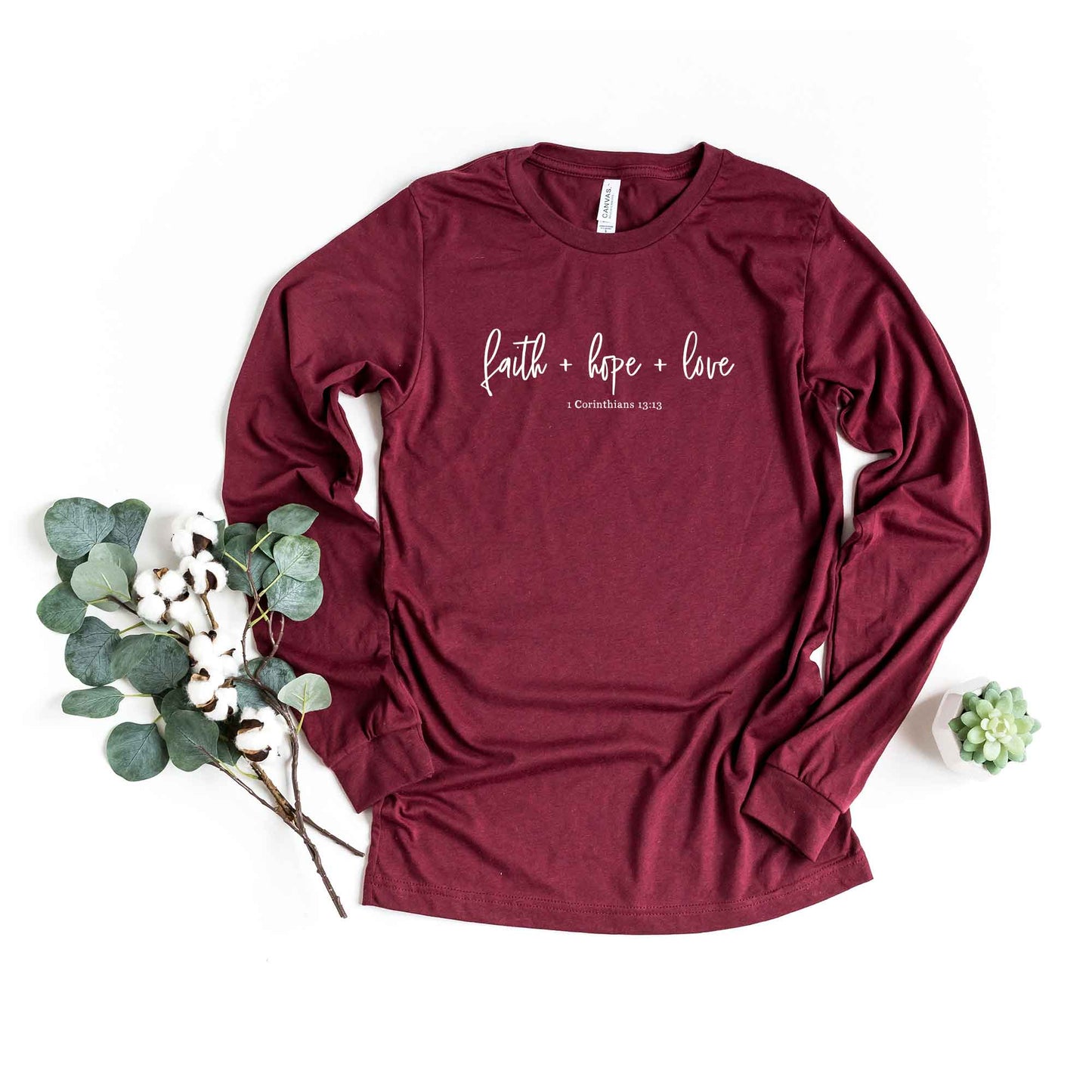 Faith Hope Love Scripture | Long Sleeve Crew Neck