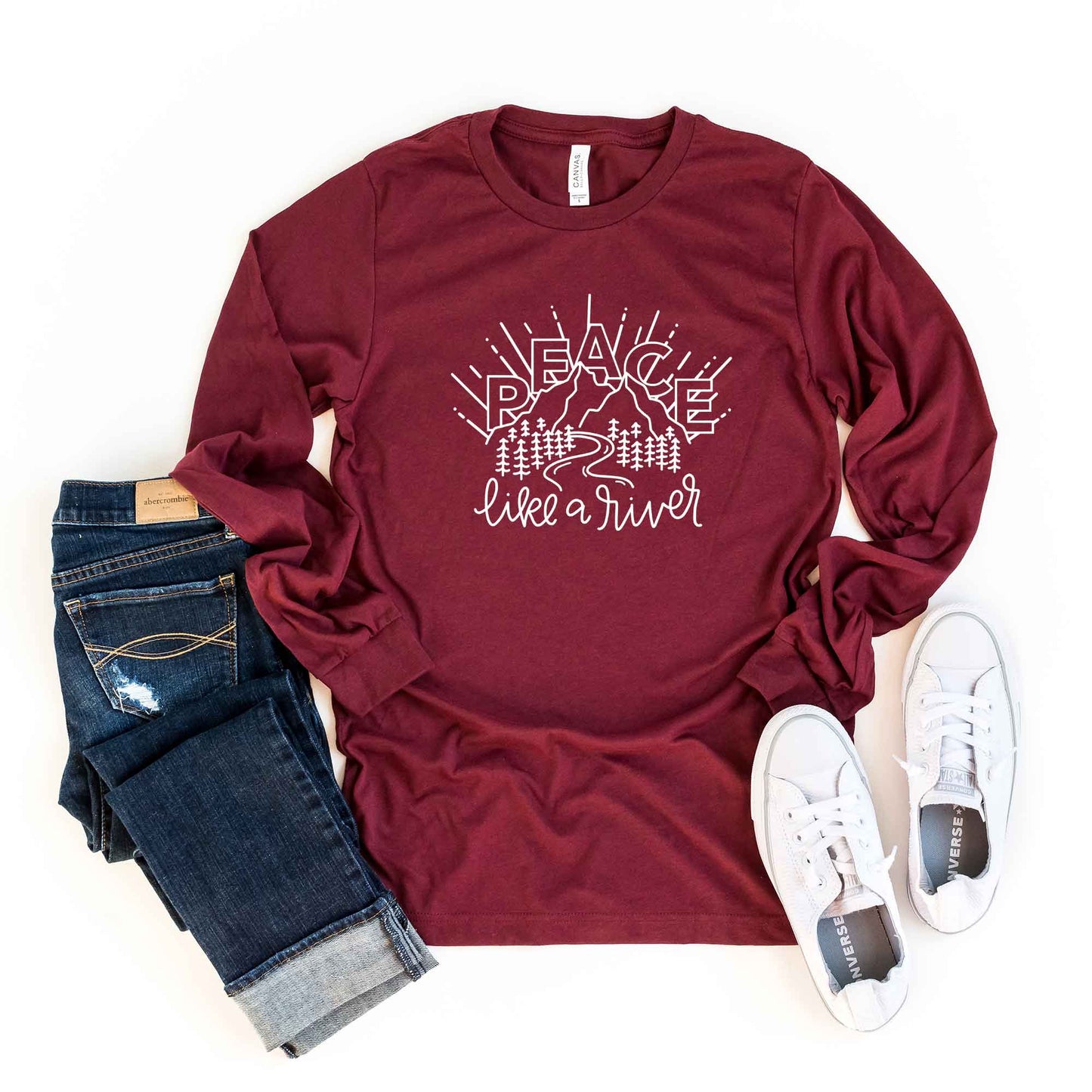 Peace Like A River Mountains | Long Sleeve Crew Neck