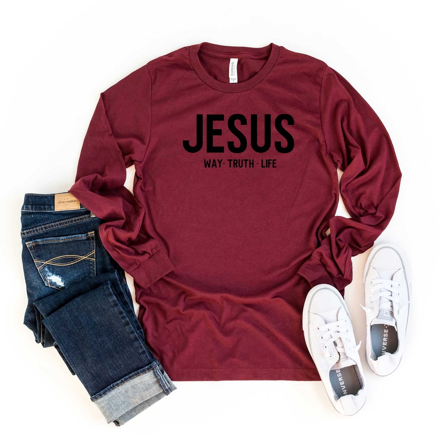 Jesus Way Truth Life | Long Sleeve Crew Neck