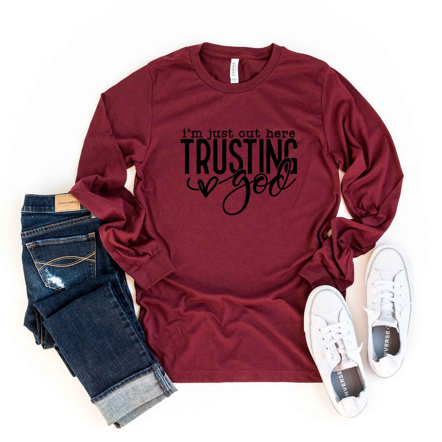 Out Here Trusting Jesus | Long Sleeve Crew Neck