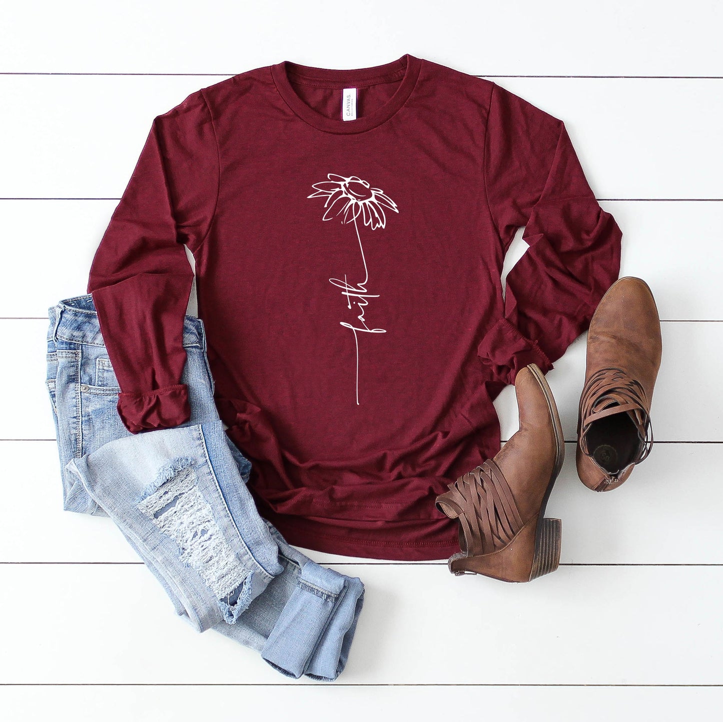 Faith Flower | Long Sleeve Crew Neck