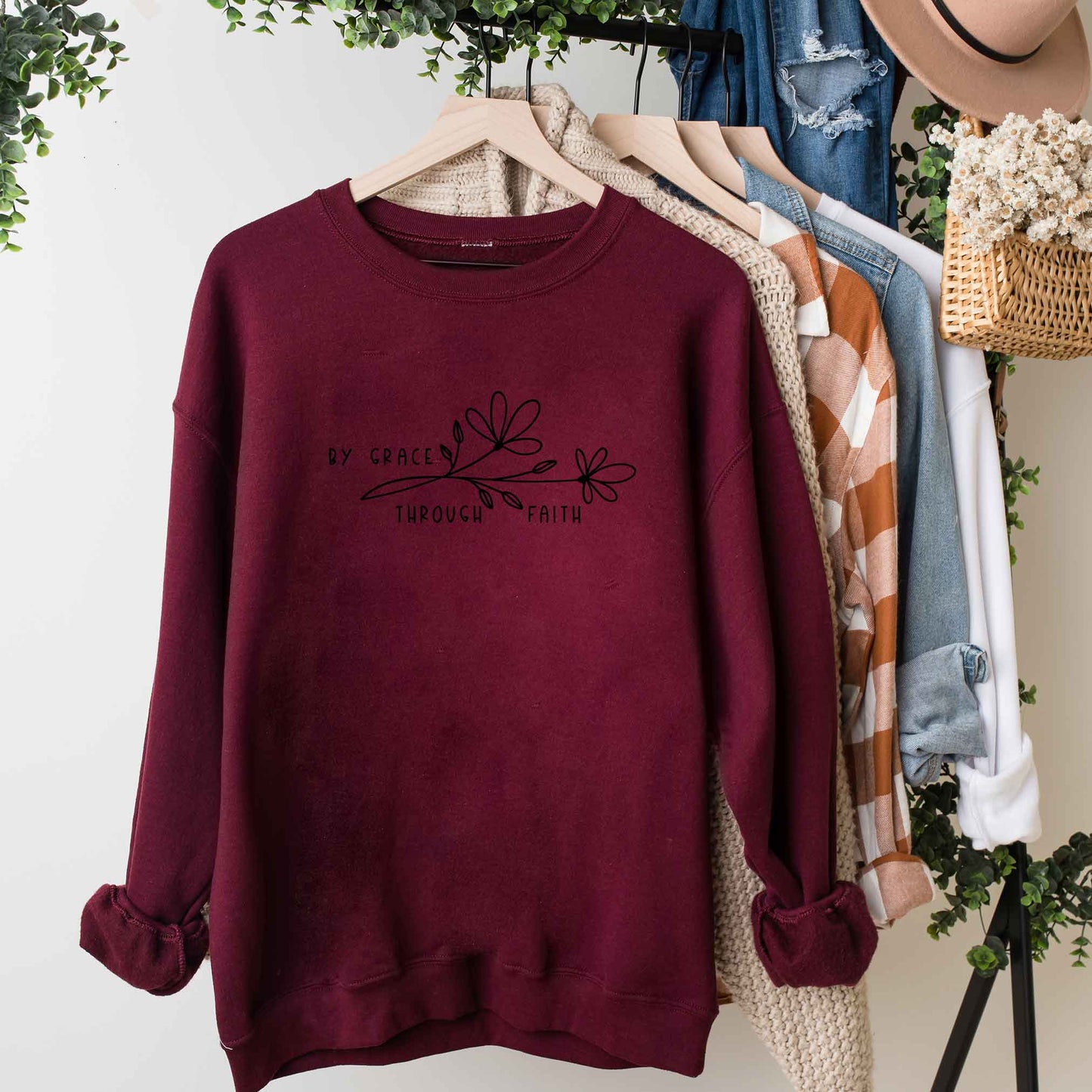 By Grace Through Faith Flowers | Sweatshirt