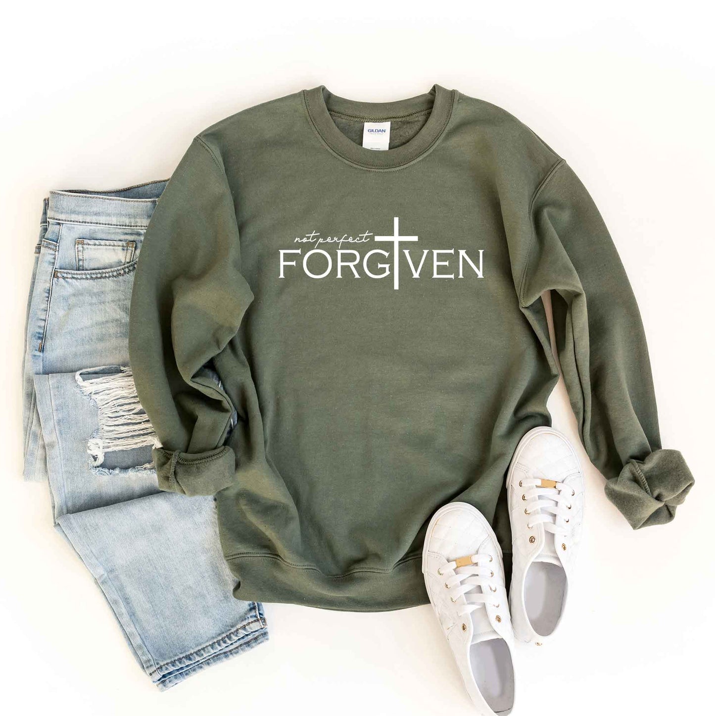 Not Perfect Forgiven Cross | Sweatshirt