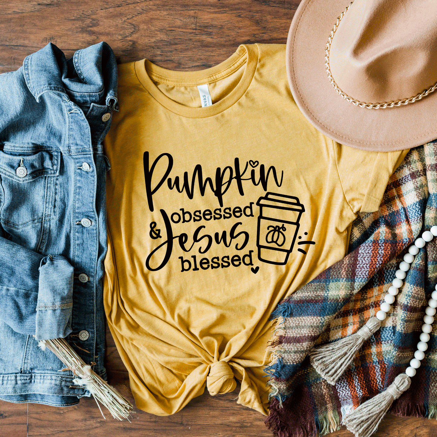 Pumpkin Obsessed Jesus Blessed | Short Sleeve Crew Neck