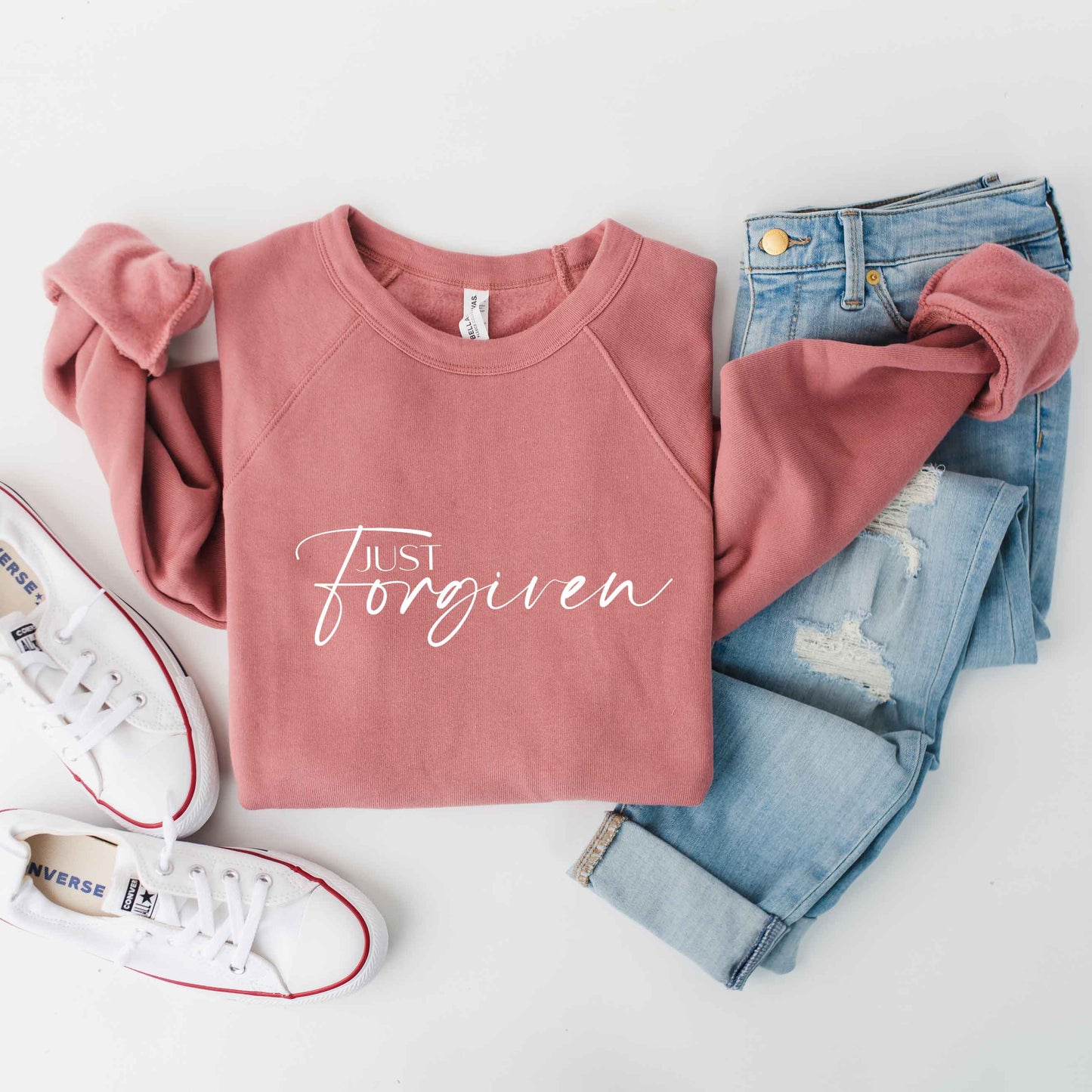 Just Forgiven Cursive | Bella Canvas Premium Sweatshirt