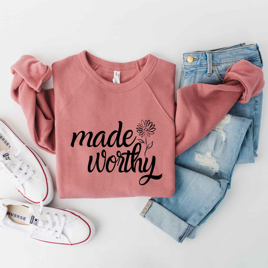 Made Worthy Flower | Bella Canvas Premium Sweatshirt