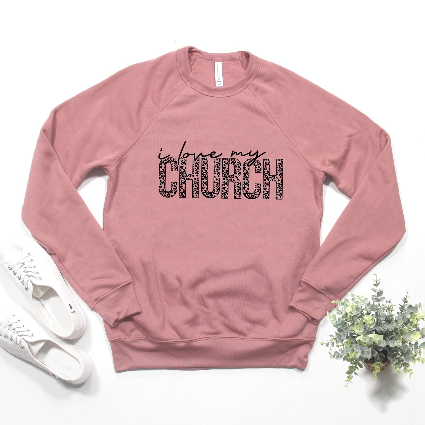 I Love My Church Leopard | Bella Canvas Premium Sweatshirt