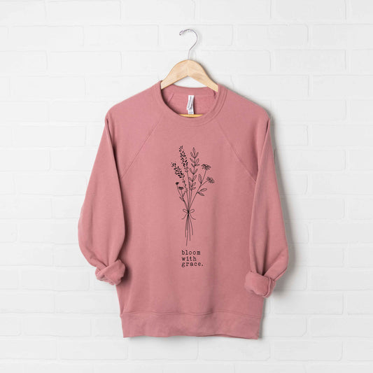 Bloom With Grace Bouquet | Bella Canvas Premium Sweatshirt