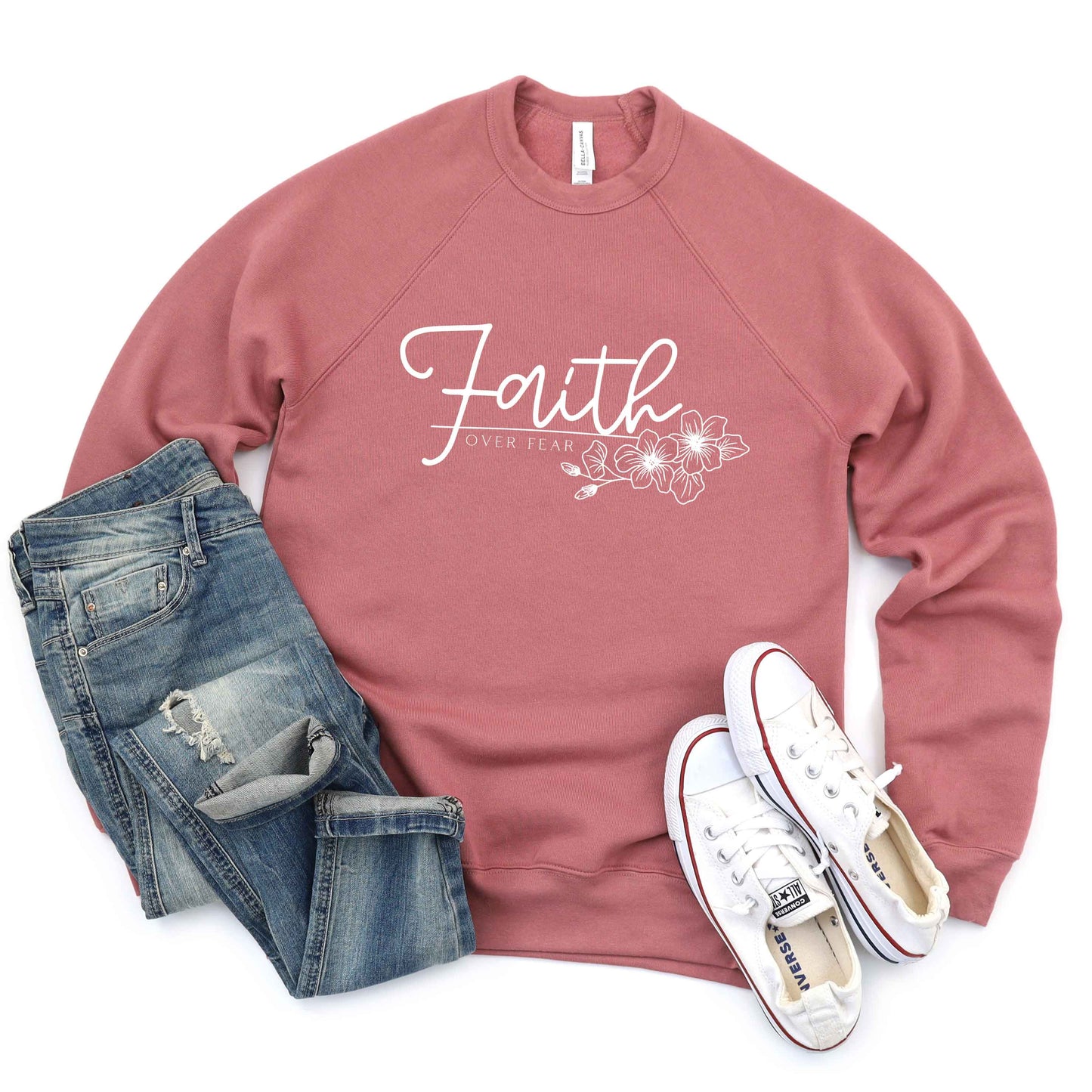 Faith Over Fear Floral | Bella Canvas Premium Sweatshirt