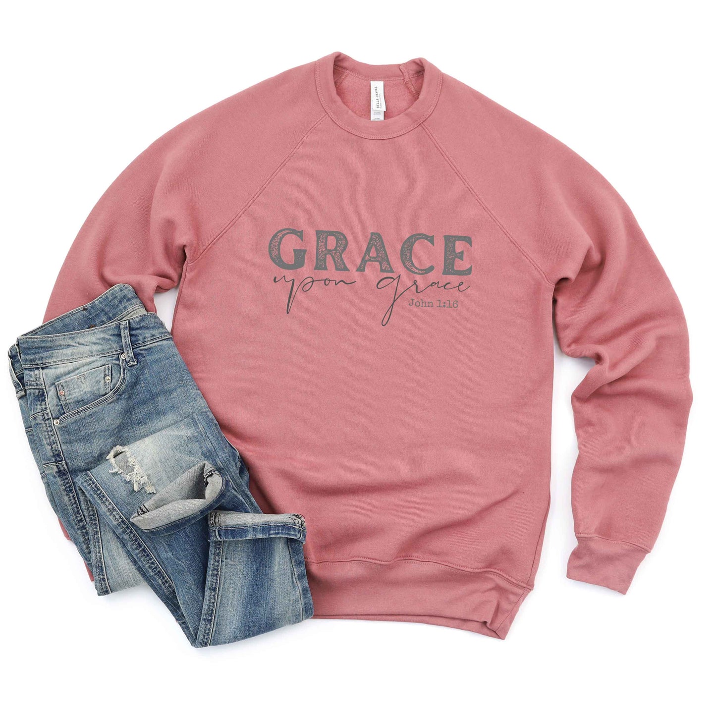 Grace Upon Grace Cursive | Bella Canvas Premium Sweatshirt