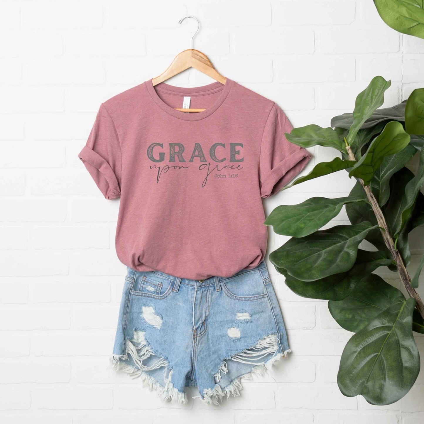 Grace Upon Grace Cursive | Short Sleeve Crew Neck