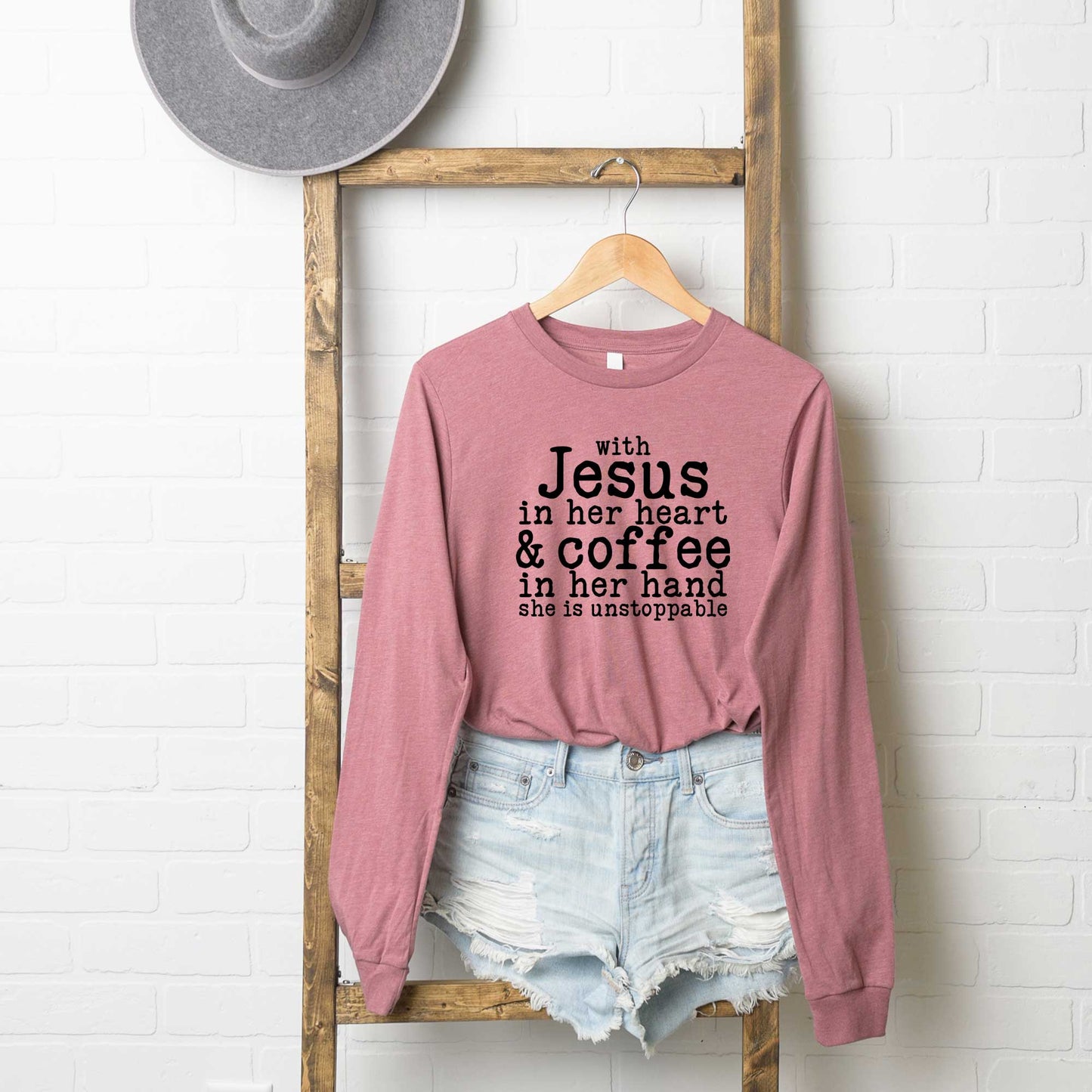 Jesus In Her Heart | Long Sleeve Crew Neck