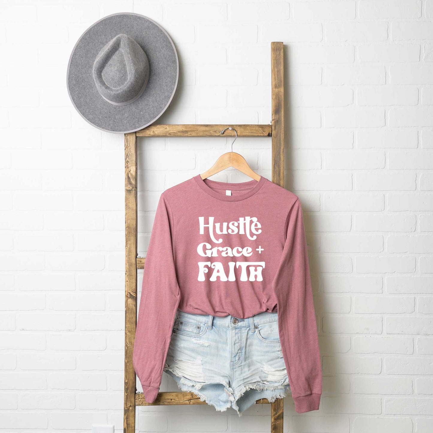 Hustle Grace Faith | Long Sleeve Crew Neck