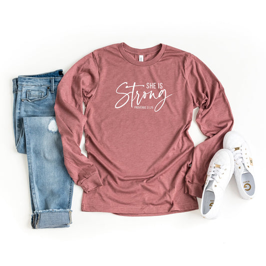 She Is Strong | Long Sleeve Crew Neck