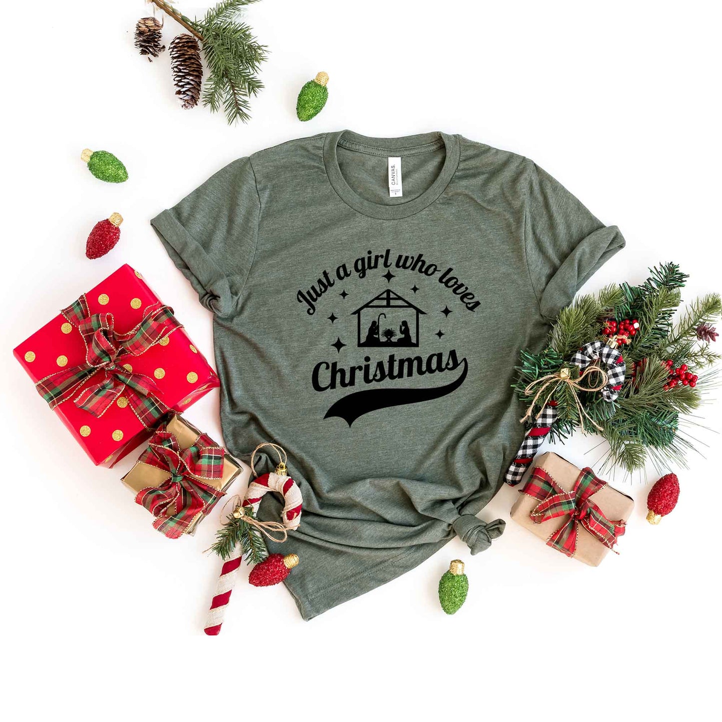 Just A Girl Who Loves Christmas Manger | Short Sleeve Crew Neck