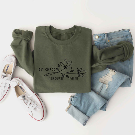 By Grace Through Faith Flowers | Sweatshirt