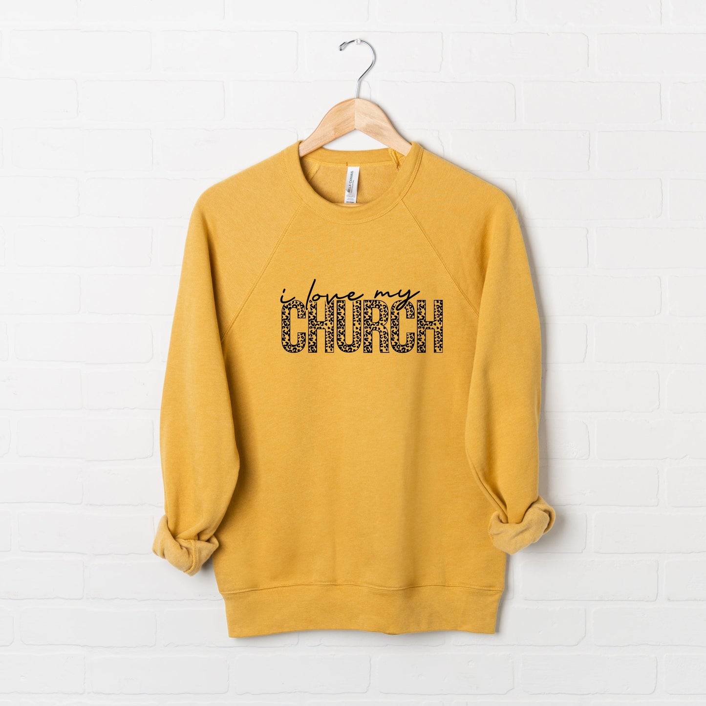 I Love My Church Leopard | Bella Canvas Premium Sweatshirt