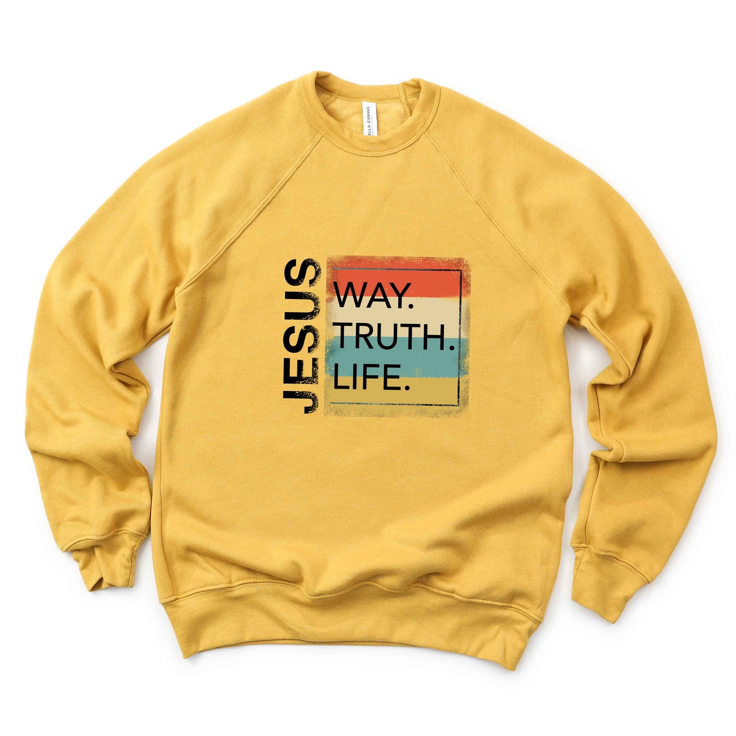 Jesus Way Truth Life Colorful | Bella Canvas Premium Sweatshirt