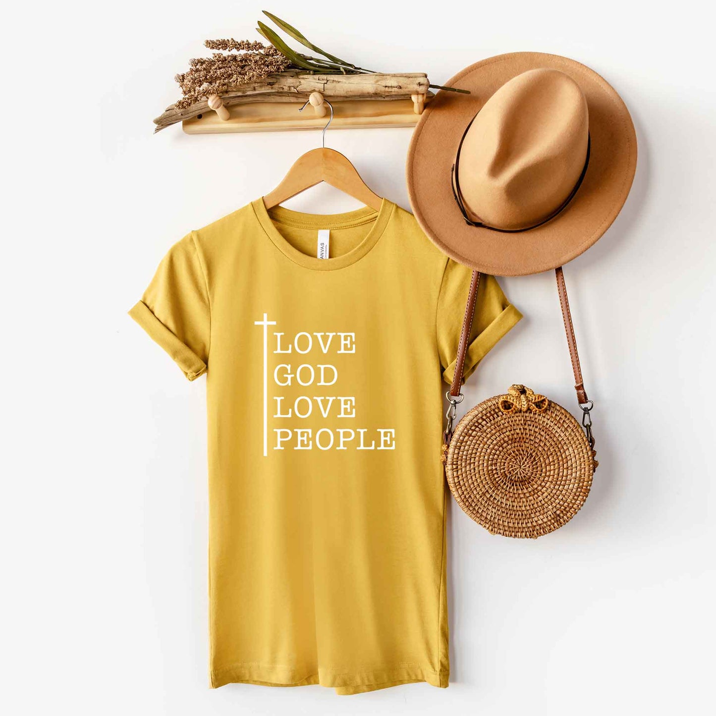 Love God Love People Cross | Short Sleeve Crew Neck