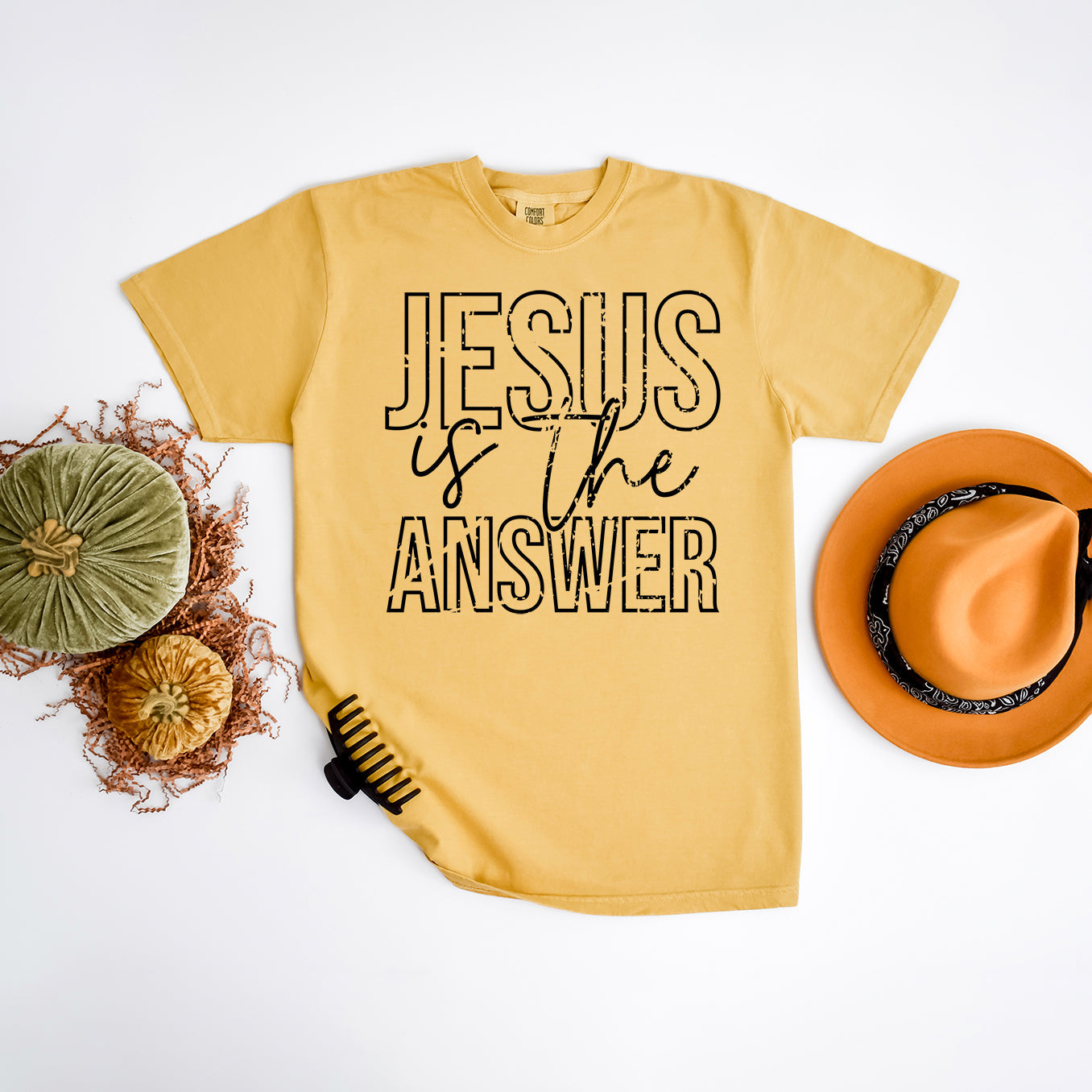 Jesus Is The Answer Block | Garment Dyed Tee |