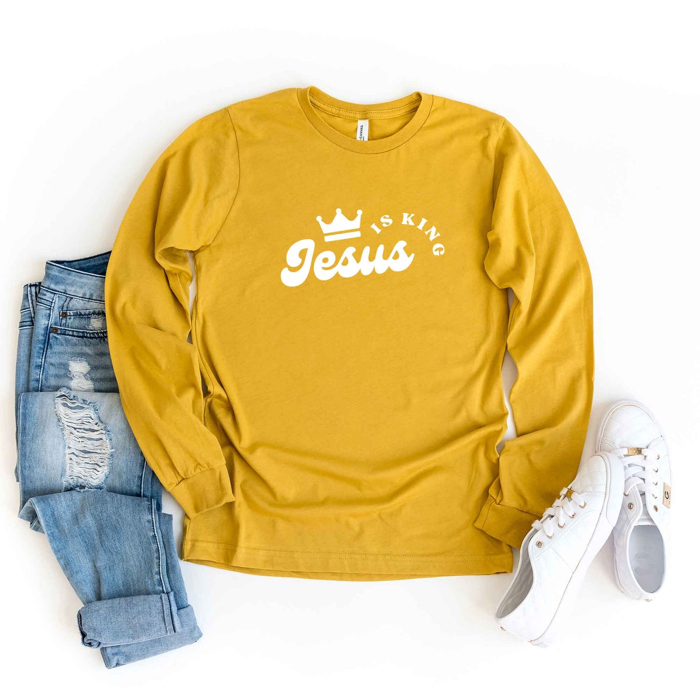 Jesus Is The King Crown | Long Sleeve Crew Neck