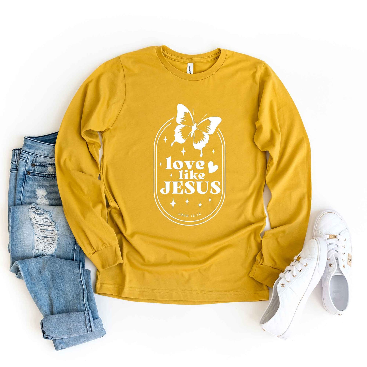 Love Like Jesus Butterfly Oval | Long Sleeve Crew Neck