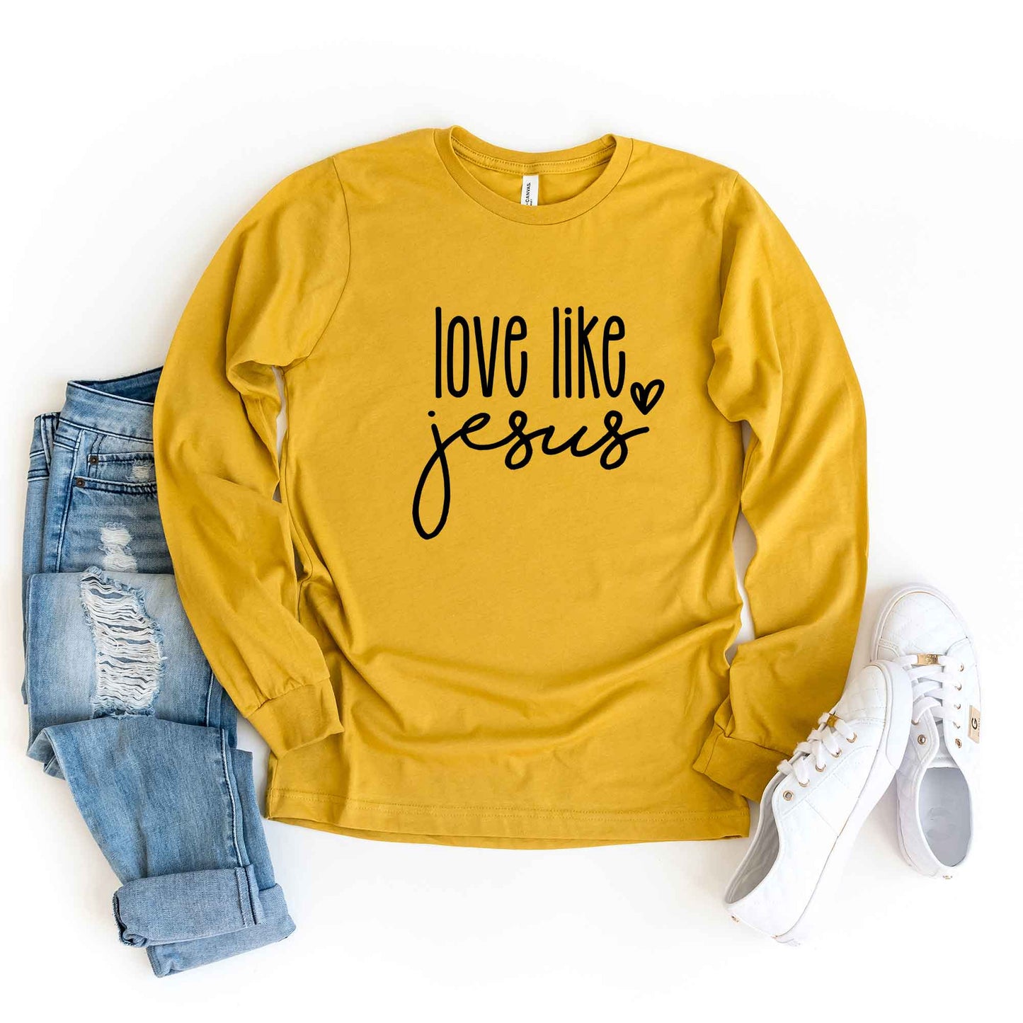 Love Like Jesus Cursive Heart | Long Sleeve Crew Neck