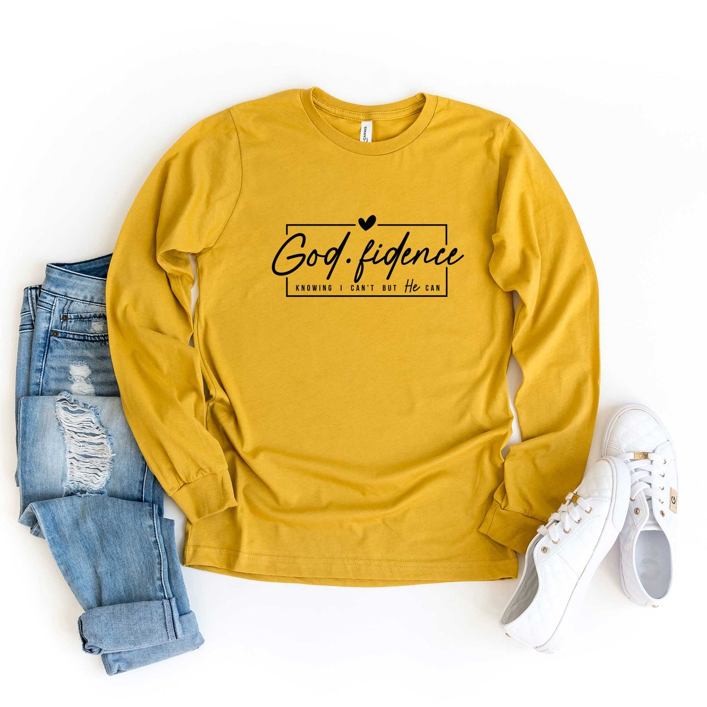 Godfidence Knowing I Can't Be He Can | Long Sleeve Crew Neck