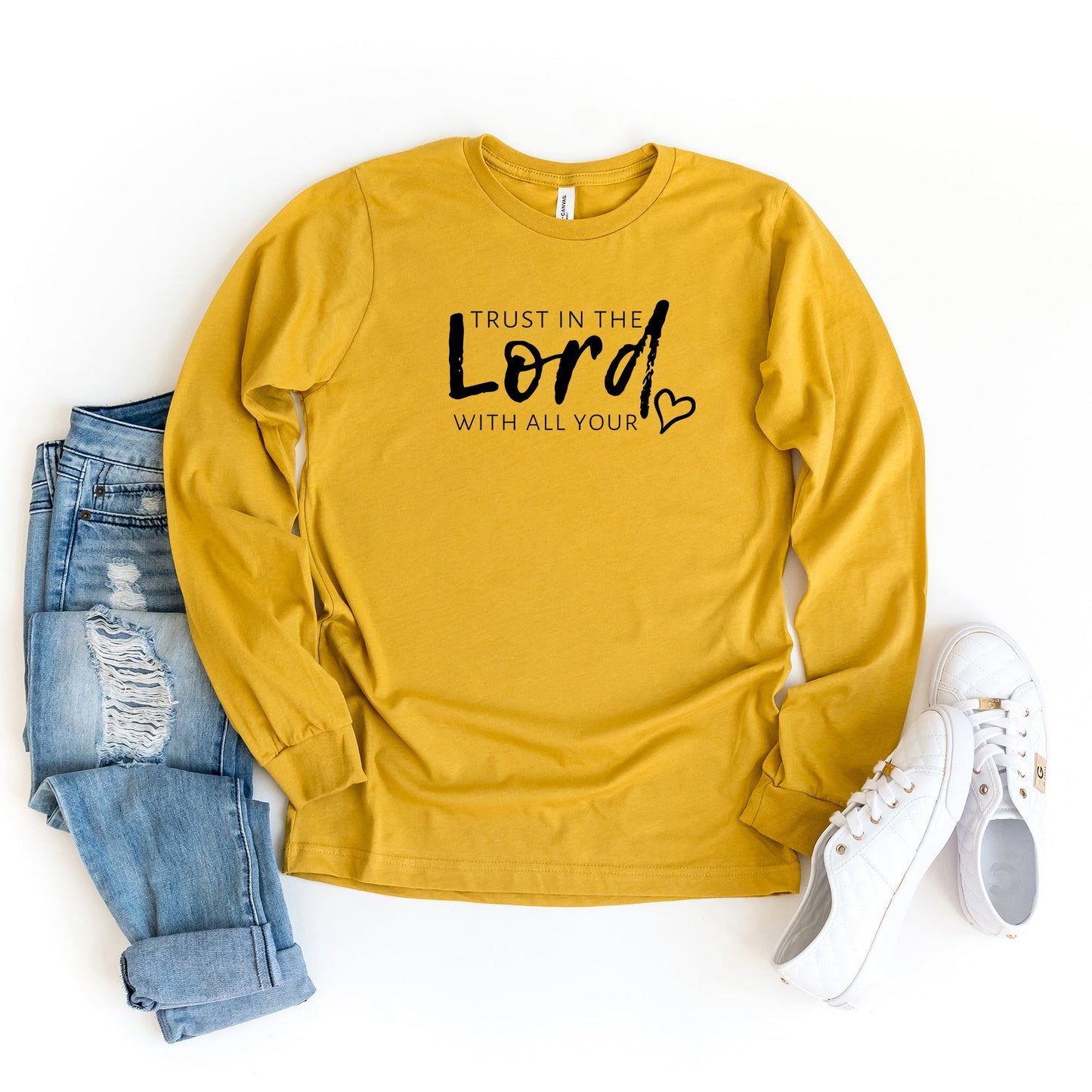 Trust In The Lord With All Your Heart | Long Sleeve Crew Neck