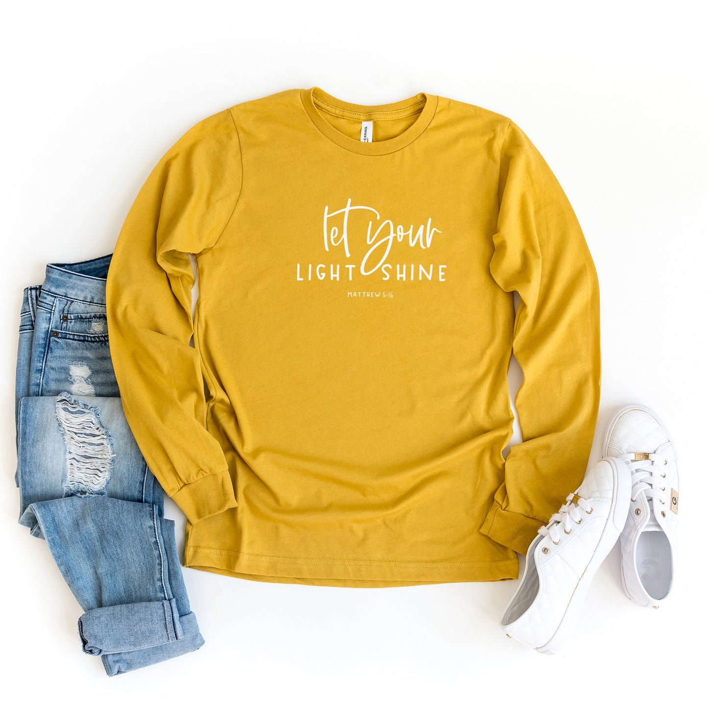 Let Your Light Shine Scripture | Long Sleeve Crew Neck