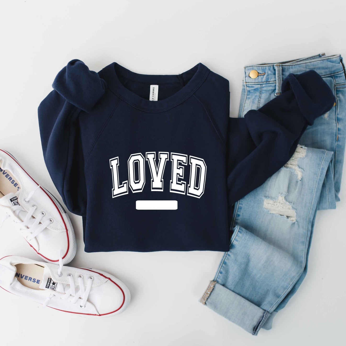 Loved Varsity | Bella Canvas Premium Sweatshirt