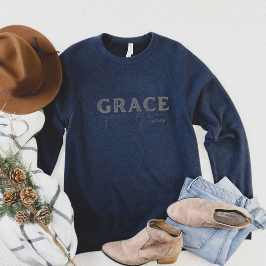 Grace Upon Grace Cursive | Bella Canvas Premium Sweatshirt