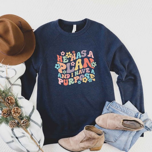 He Has A Plan Flowers | Bella Canvas Premium Sweatshirt