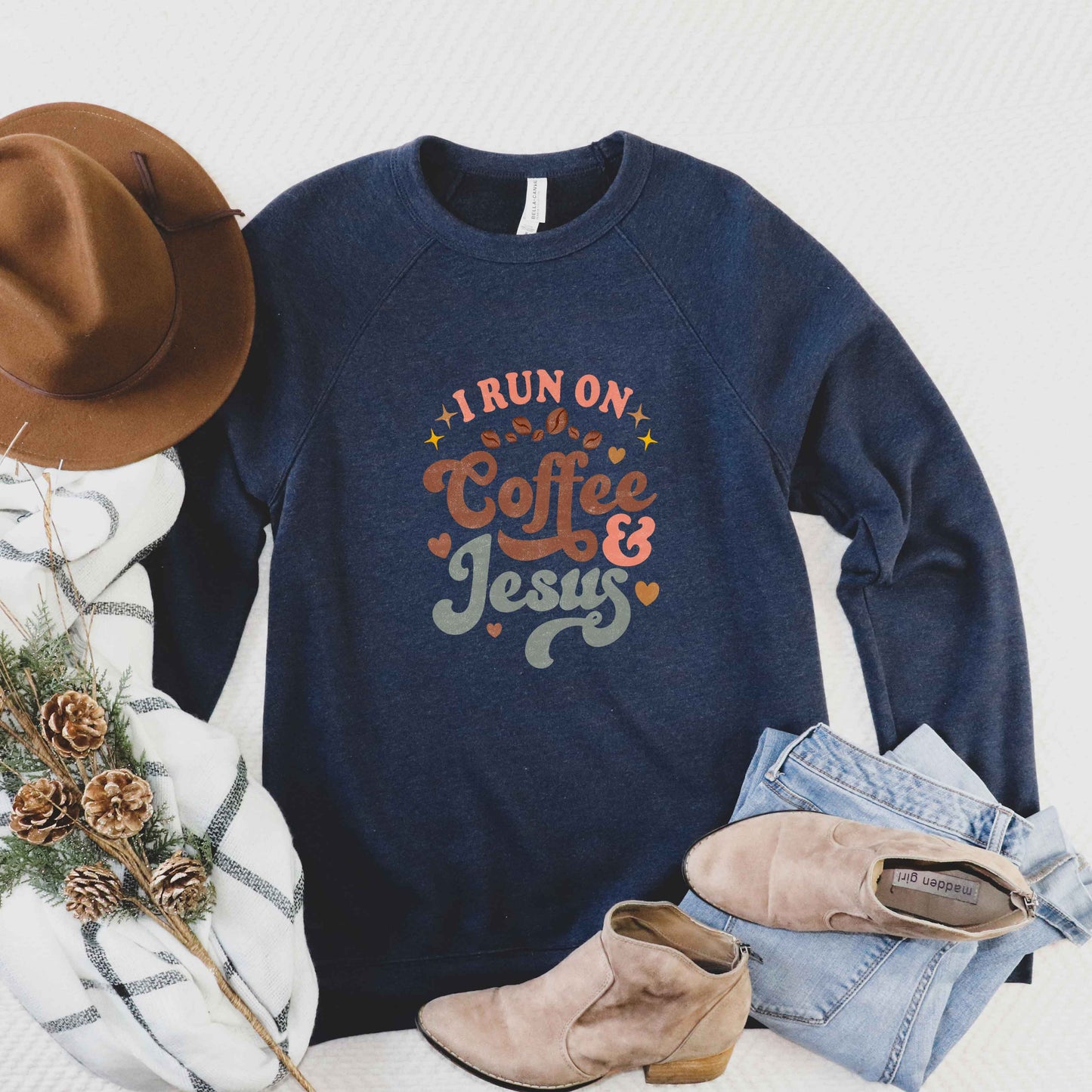 Coffee and Jesus Colorful | Bella Canvas Premium Sweatshirt