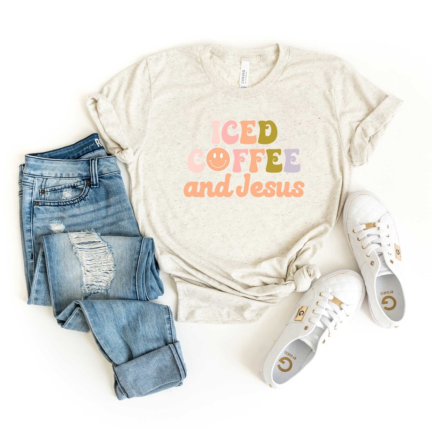 Iced Coffee And Jesus | Short Sleeve Crew Neck