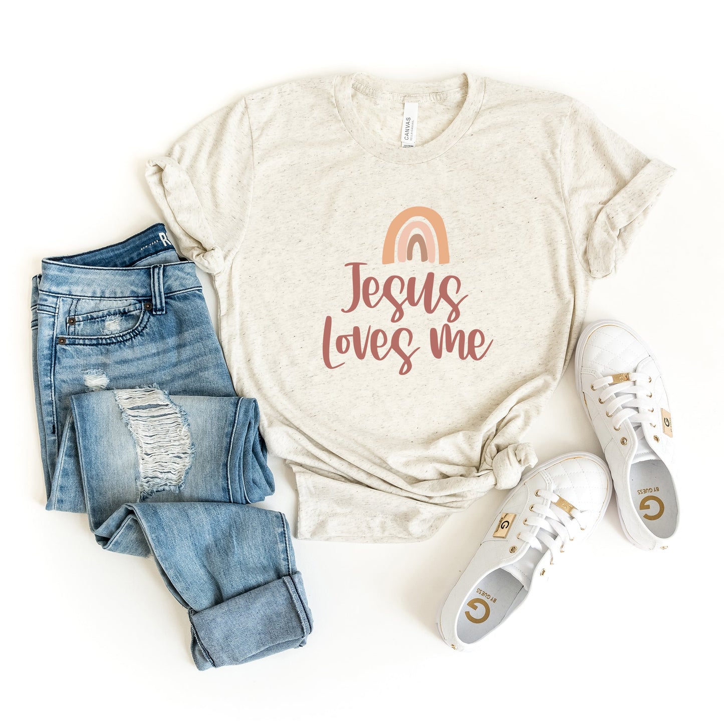 Jesus Loves Me Rainbow | Short Sleeve Crew Neck