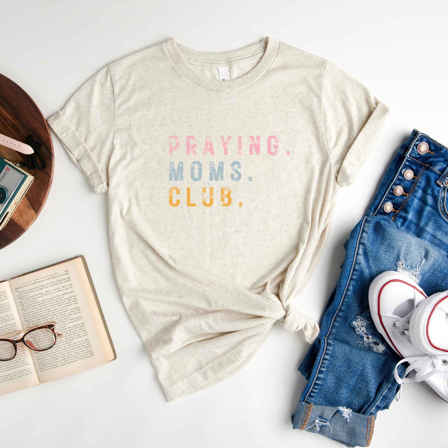 Praying Moms Club Colorful | Short Sleeve Crew Neck