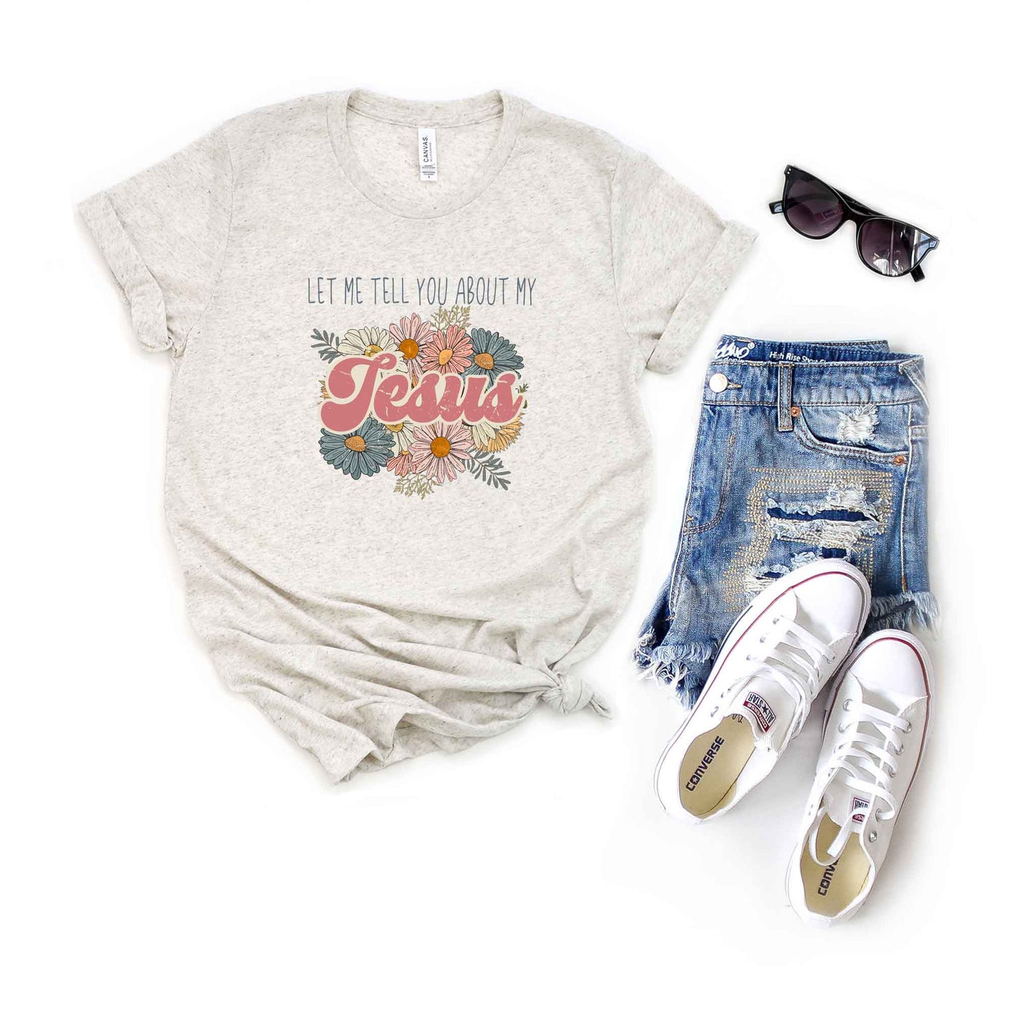 Let Me Tell You About Jesus Flowers | Short Sleeve Crew Neck