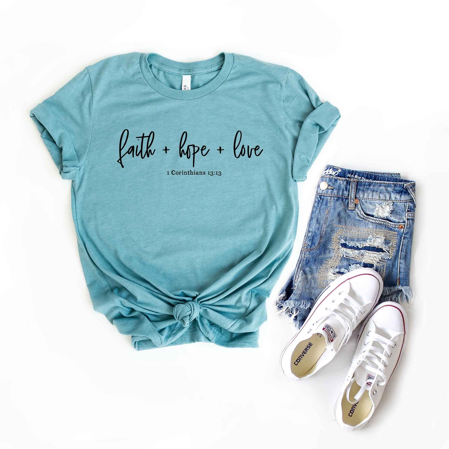 Faith Hope Love Scripture | Short Sleeve Crew Neck