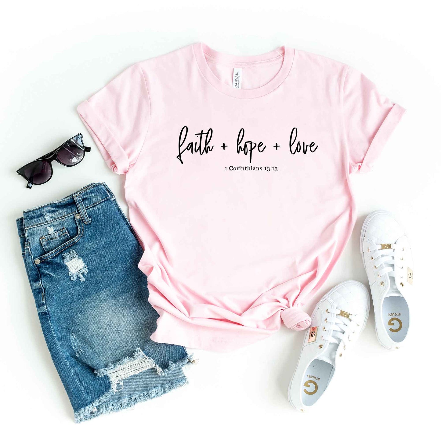 Faith Hope Love Scripture | Short Sleeve Crew Neck