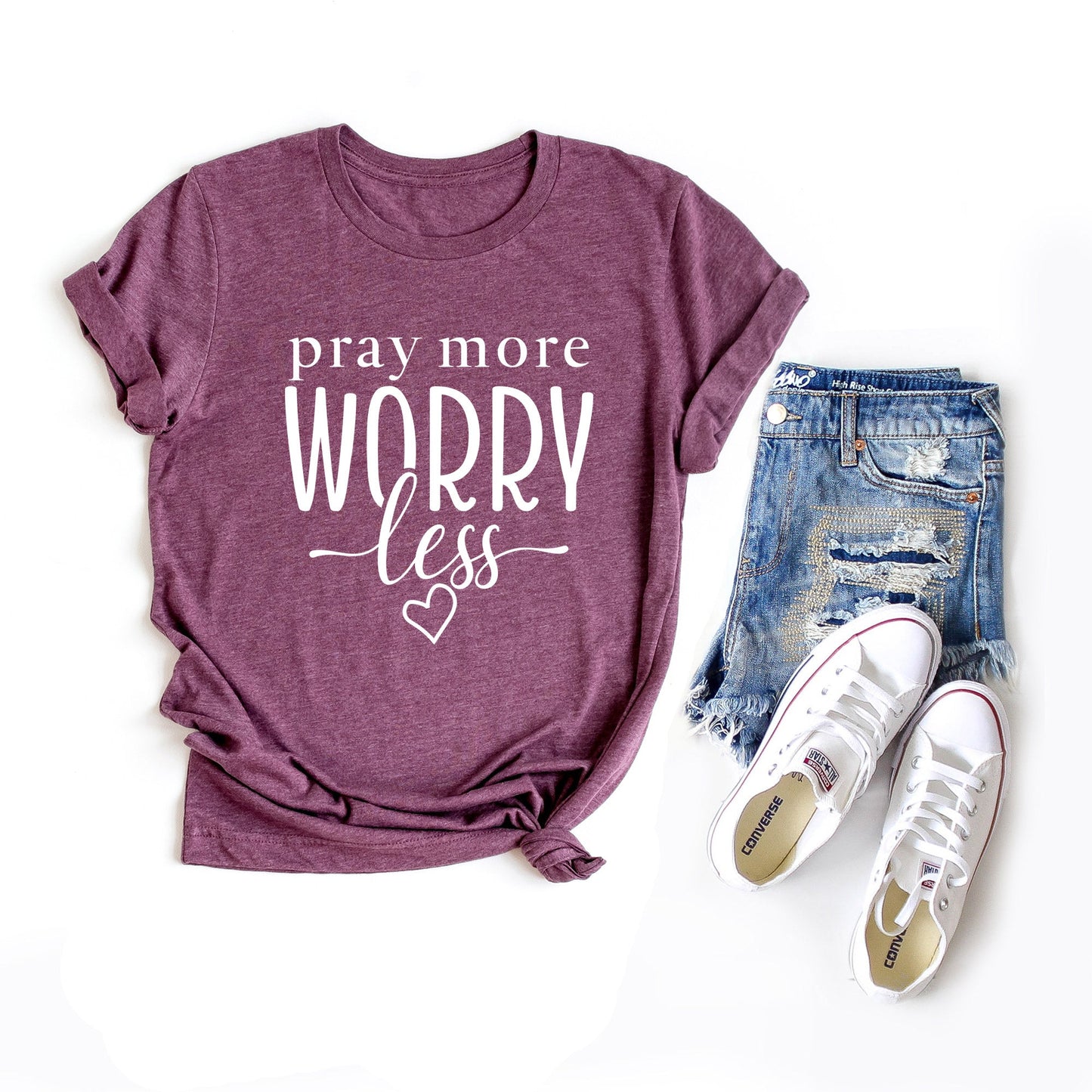 Pray More Worry Less | Short Sleeve Crew Neck