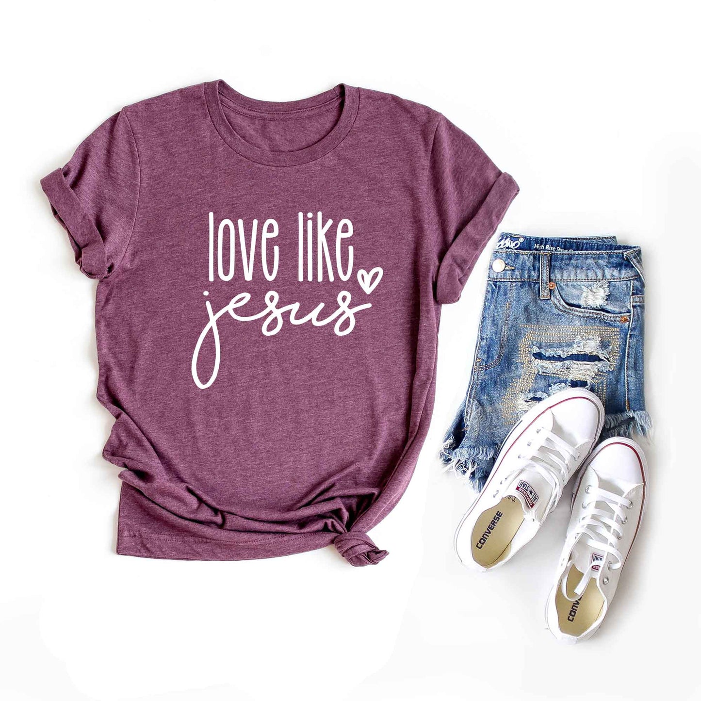 Love Like Jesus Cursive Heart | Short Sleeve Crew Neck