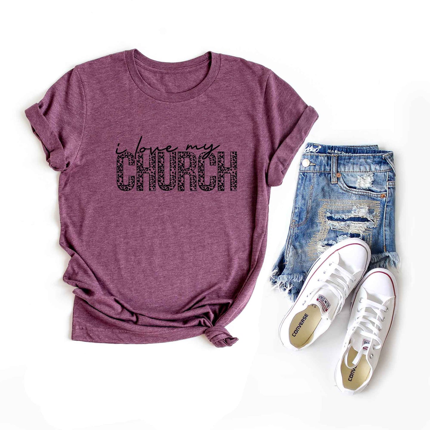 I Love My Church Leopard | Short Sleeve Crew Neck