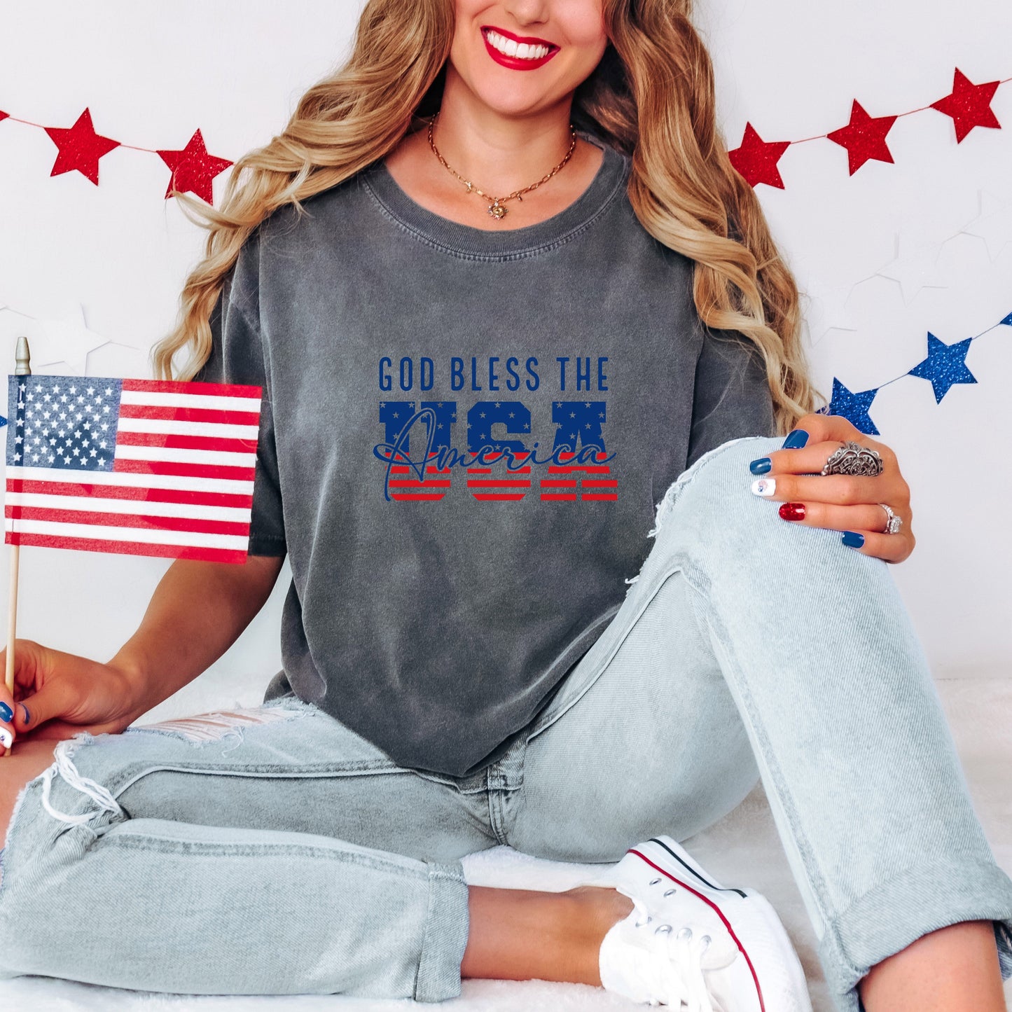 God Bless The USA | Garment Dyed Tee