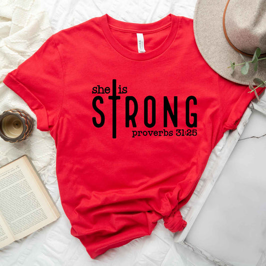 She Is Strong Cross | Short Sleeve Crew Neck