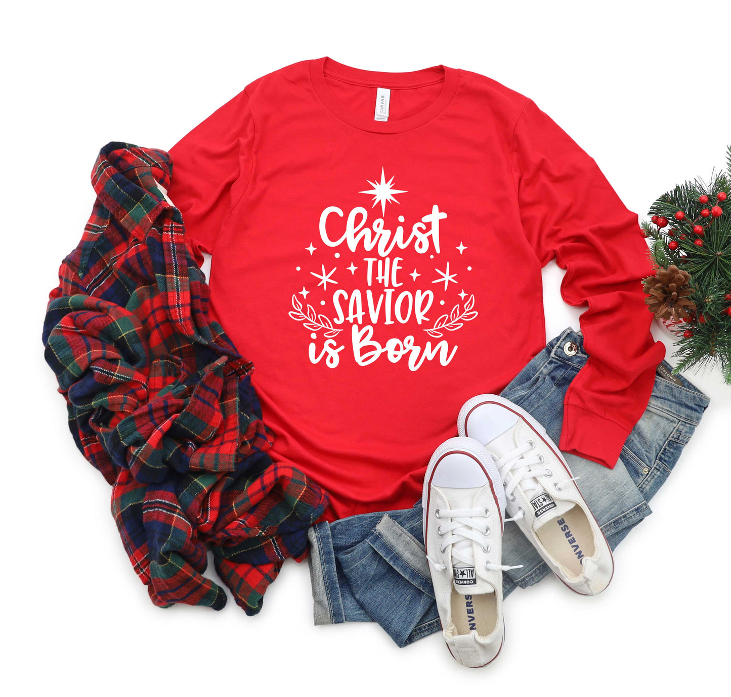 The Savior Is Born Star | Long Sleeve Crew Neck