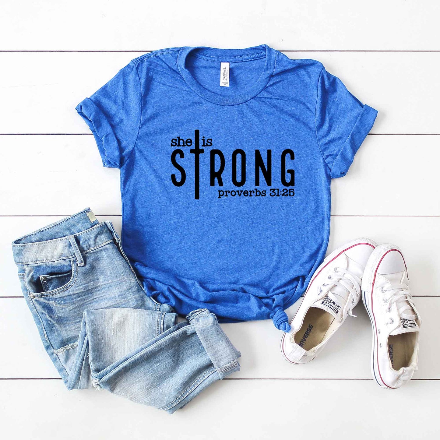 She Is Strong Cross | Short Sleeve Crew Neck