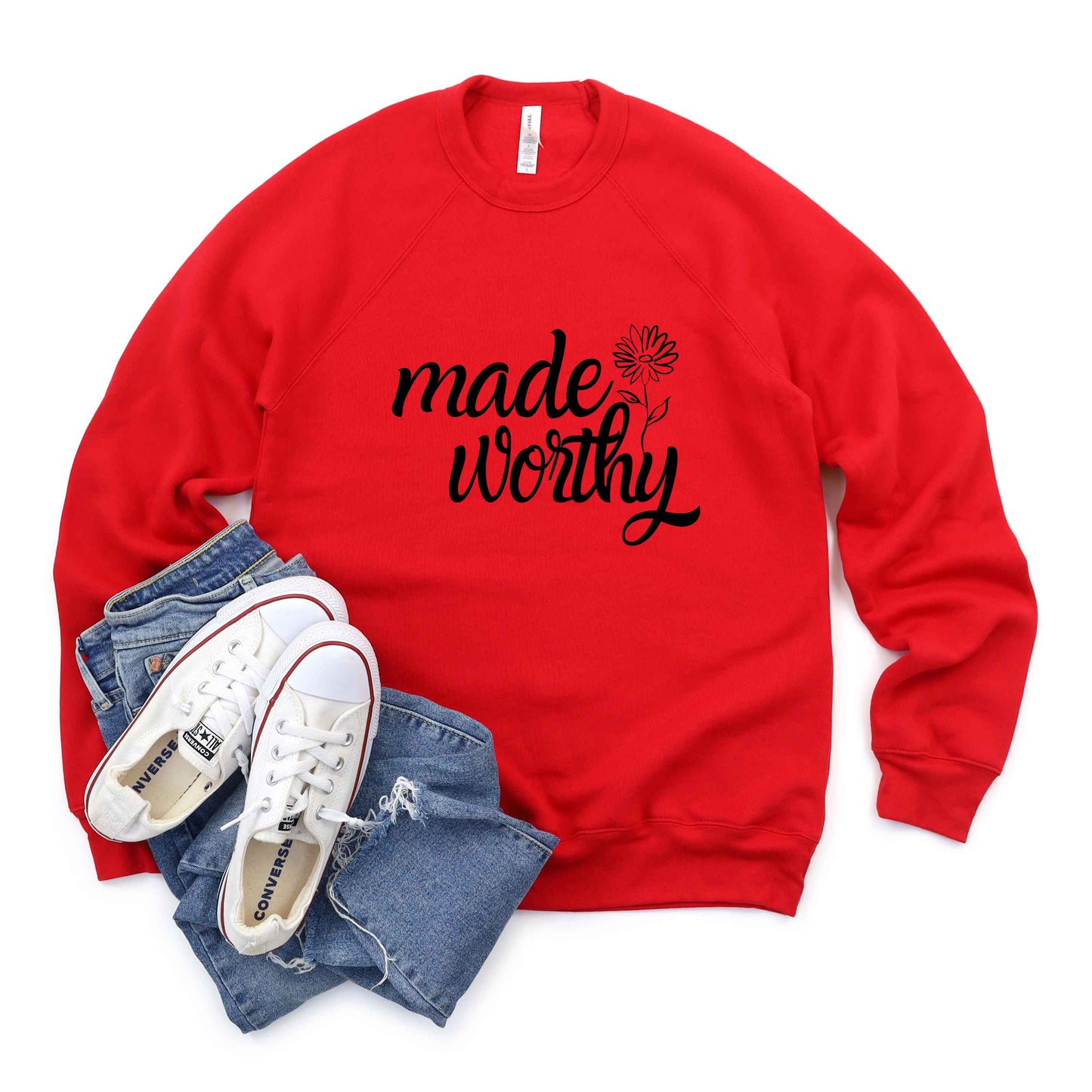 Made Worthy Flower | Bella Canvas Premium Sweatshirt